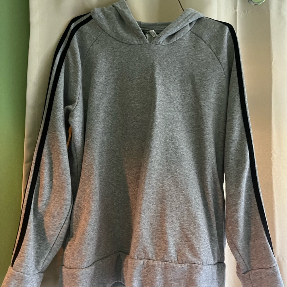 Adidas Heather Gray Hoodie. Size large.